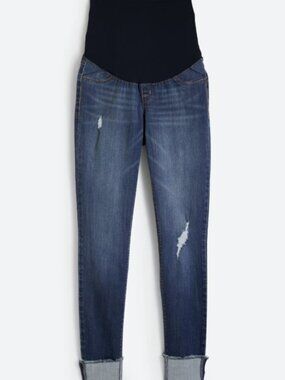 1822 Denim Avah Maternity Cuffed Skinny Jean Fray Trim 14/32 with Belly Panel